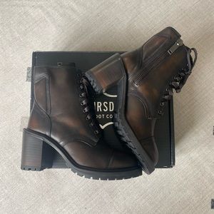 Rebel Leather Heeled Thursday Boot- Black Coffee